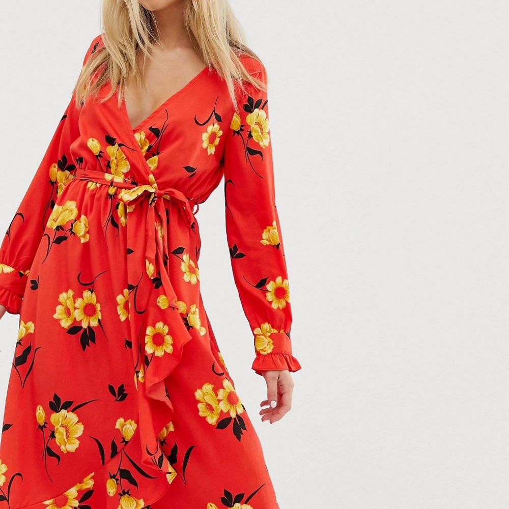 Wednesday’s Girl midi wrap dress in floral print